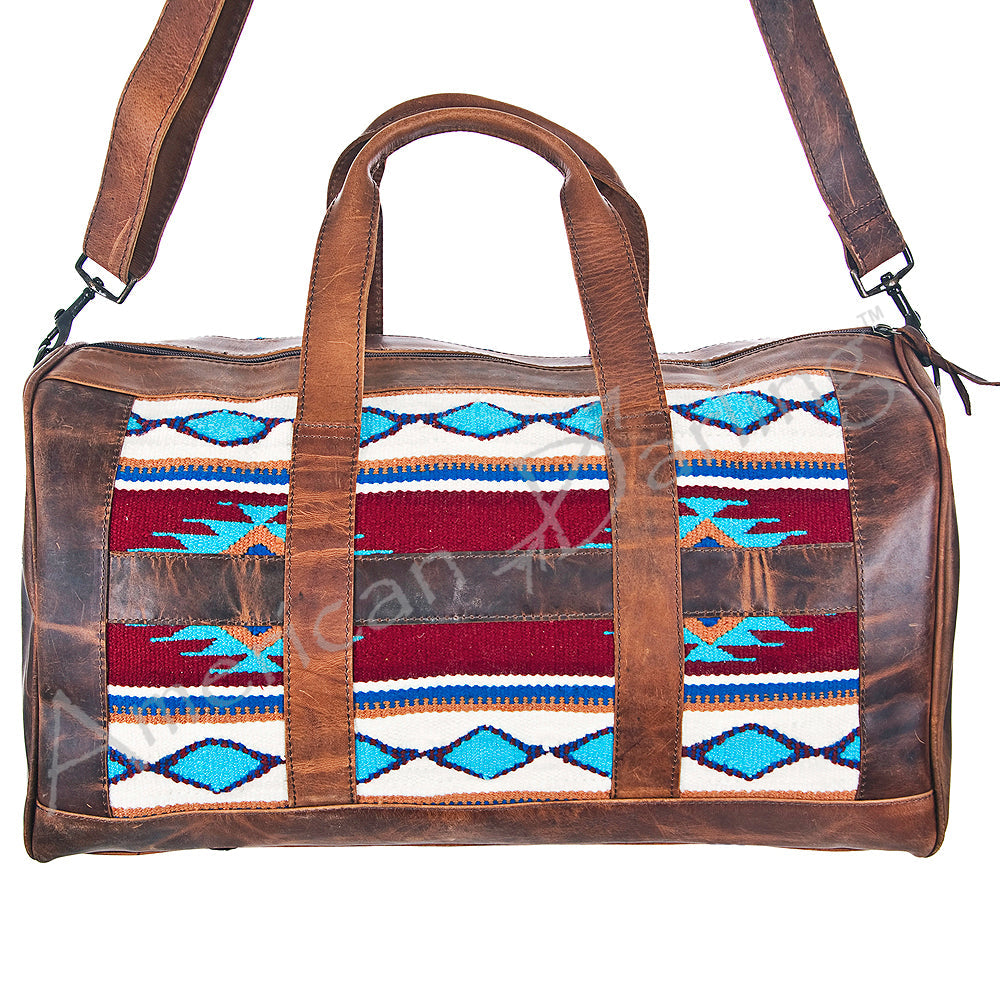 American Darling Duffel Bag, Hair-On Cowhide and Genuine Leather, Large Western Travel Tote, Vegetable-Tanned Full Grain Leather