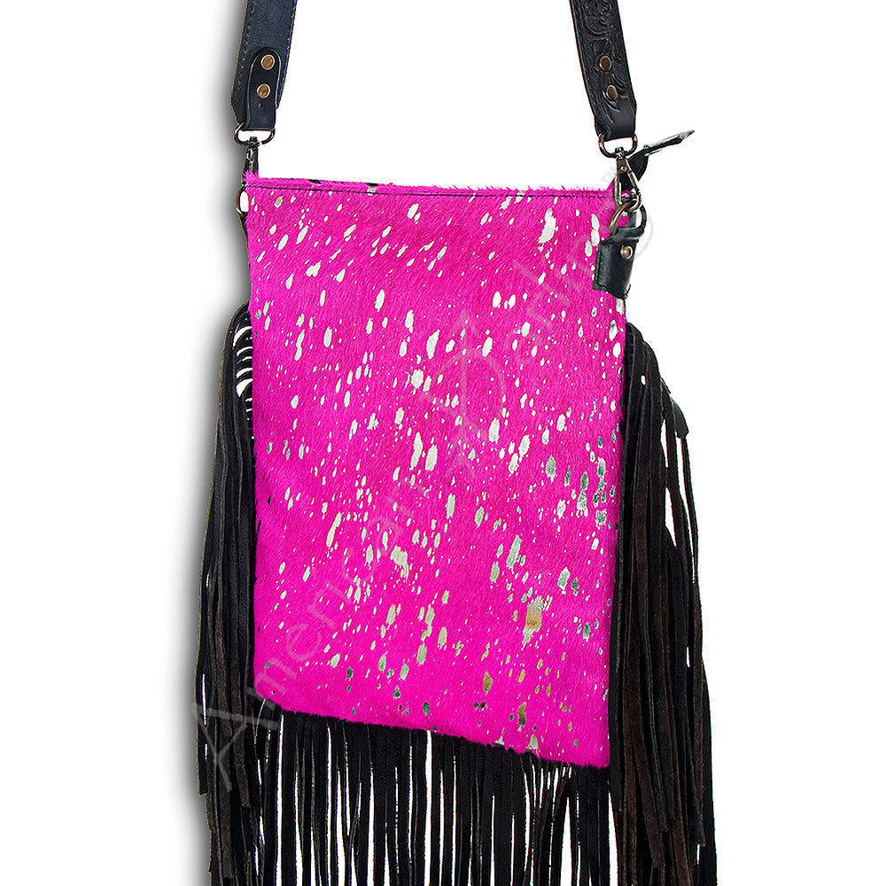 American Darling Messenger Hand Tooled Hair On Genuine Leather Western Women Bag Handbag Purse | Cute