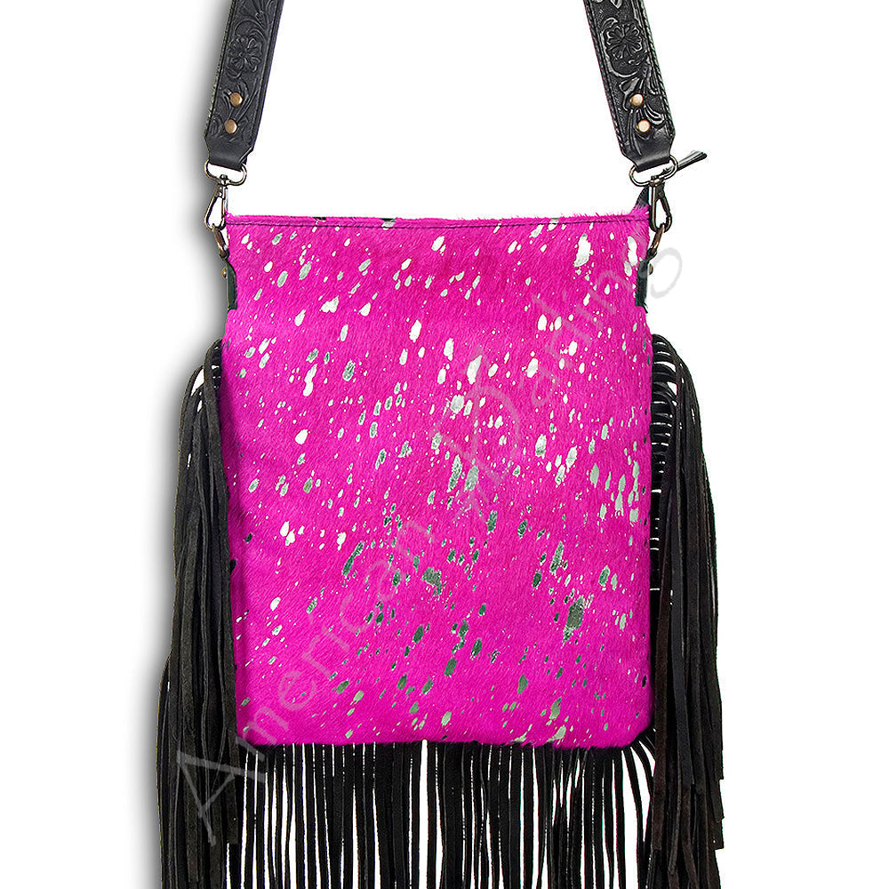 American Darling Messenger Hand Tooled Hair On Genuine Leather Western Women Bag Handbag Purse | Cute