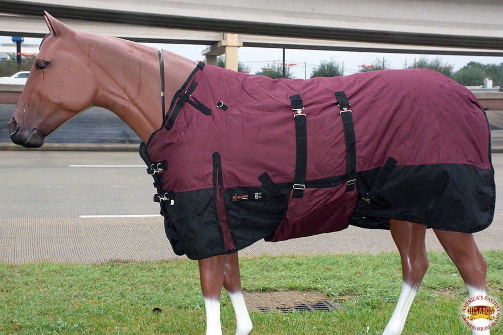 HILASON 600D Winter Waterproof Poly Horse Blanket Belly Wrap Wine Black | Turnout Blankets for Horses