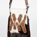 American Darling Hand-Tooled Hair-On Genuine Leather Messenger Bag