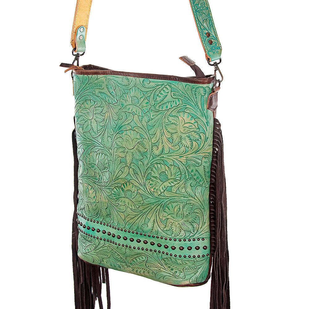 American Darling Hand-Tooled Genuine Leather Messenger Bag