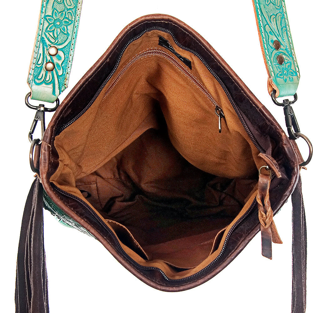 American Darling Hand-Tooled Genuine Leather Messenger Bag