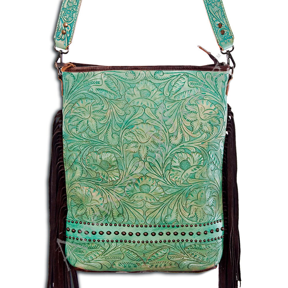 American Darling Hand-Tooled Genuine Leather Messenger Bag