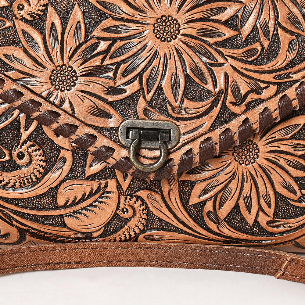American Darling Hand-Tooled Genuine Leather Envelope Bag