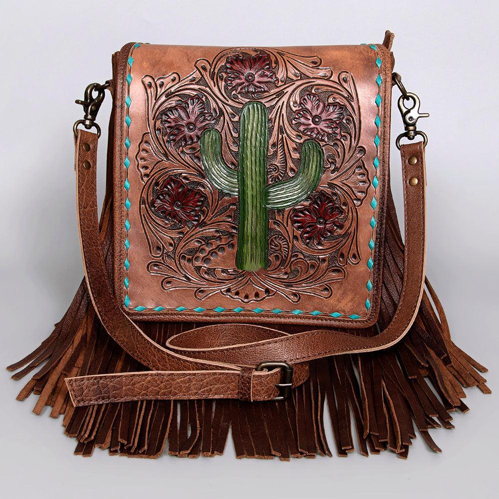 American Darling Hand-Tooled Genuine Leather Large Crossbody Bag