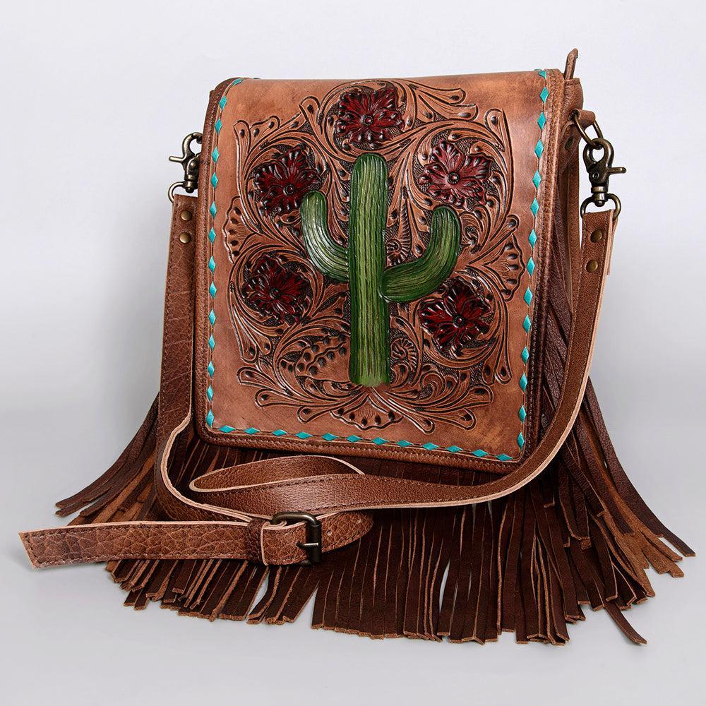 American Darling Hand-Tooled Genuine Leather Large Crossbody Bag