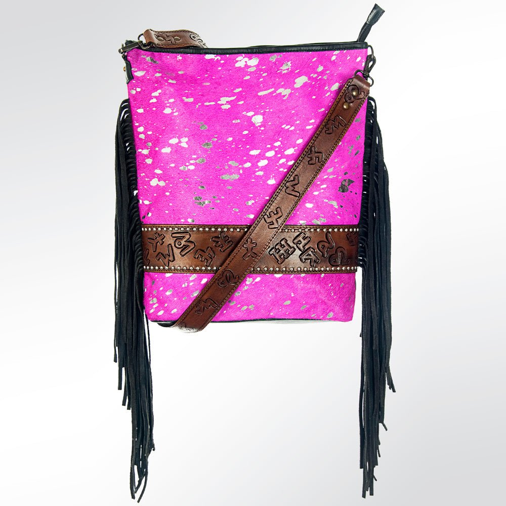 American Darling Messenger Hand Tooled Hair-On Genuine Leather