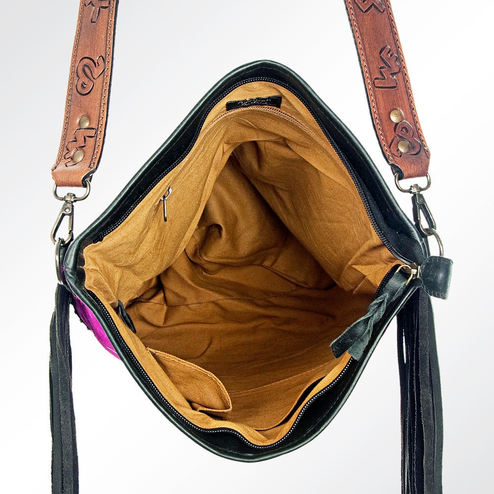 American Darling Messenger Hand Tooled Hair-On Genuine Leather