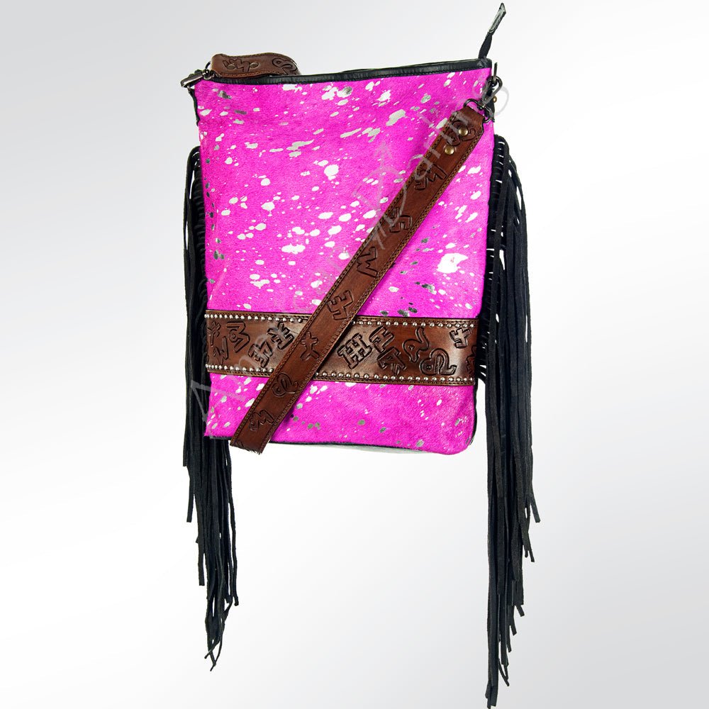 American Darling Messenger Hand Tooled Hair-On Genuine Leather