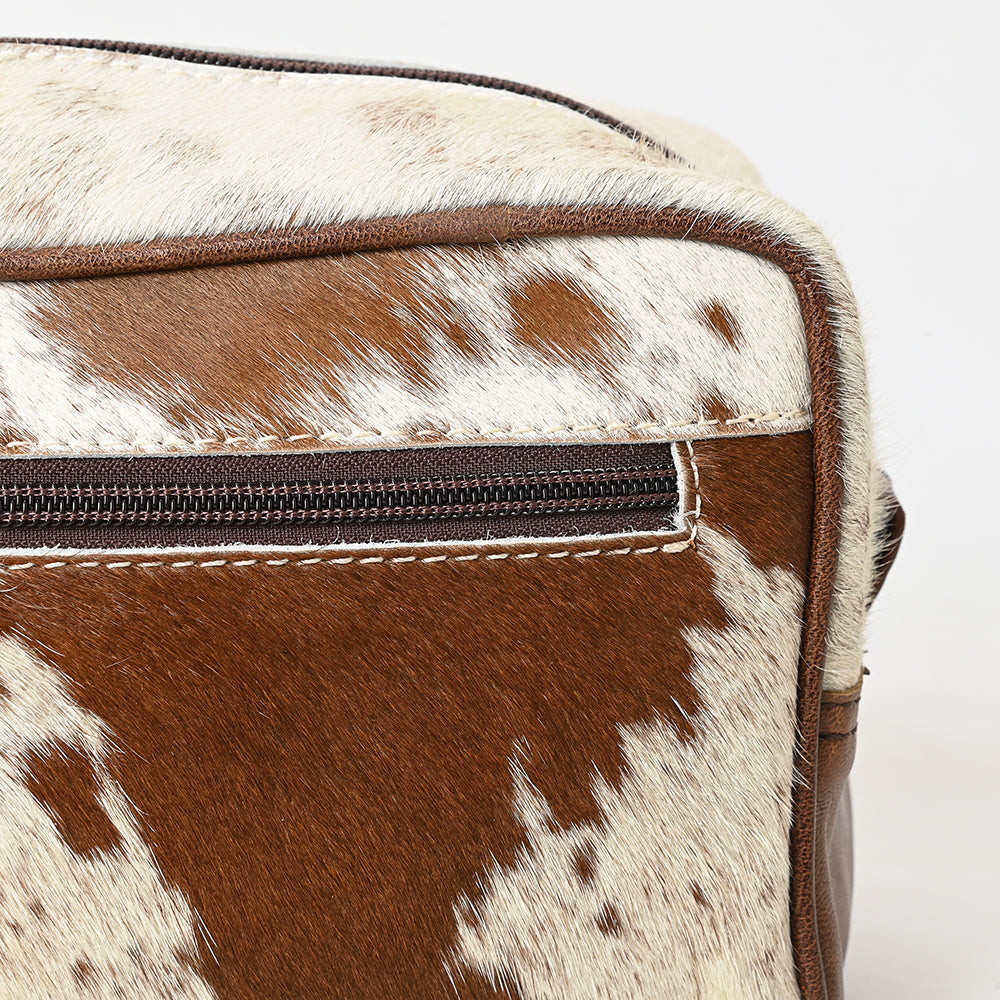 American Darling Toiletry Bag Handcrafted from Hair-On Cowhide and Genuine Leather with YKK Zipper and Large Capacity