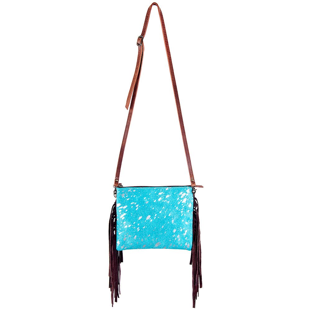 American Darling Western Small Crossbody Bag – Genuine Hair-On Cowhide Leather with Fringes, Adjustable Strap, Handcrafted in Texas