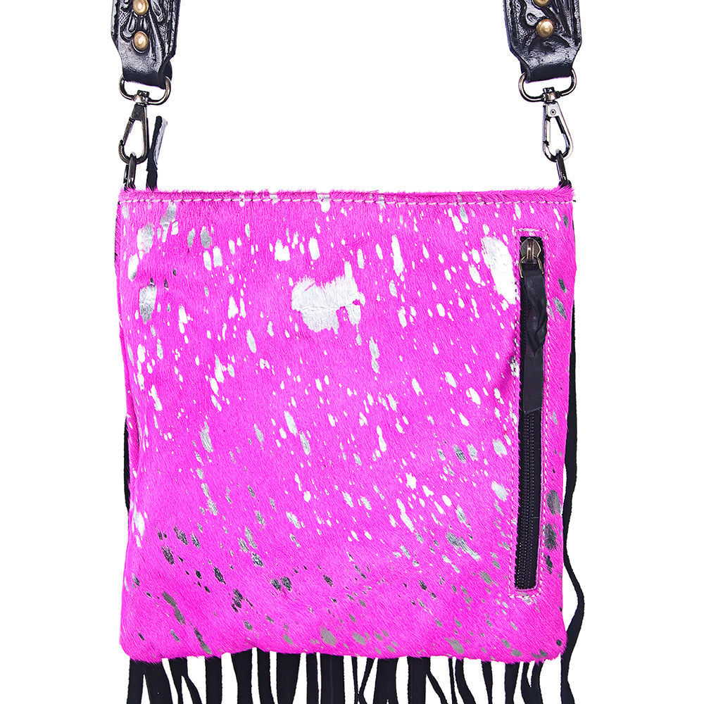 American Darling Hand-Tooled Hair-On Genuine Leather Crossbody Bag