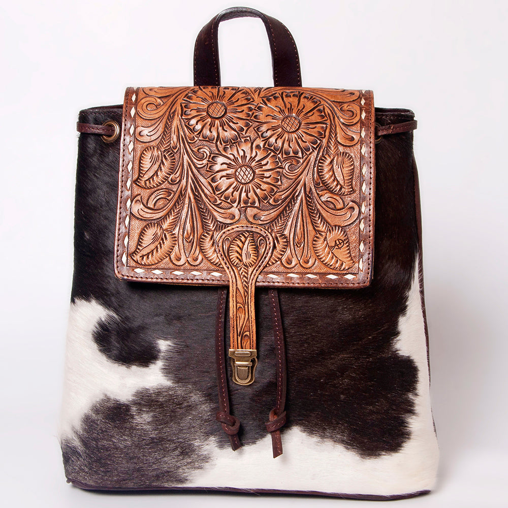American Darling Hand-Tooled Hair-On Genuine Leather Bag
