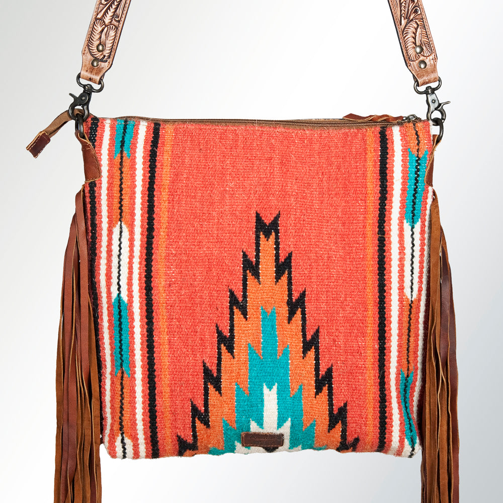 American Darling Hand-Tooled Saddle Blanket Leather Crossbody Bag