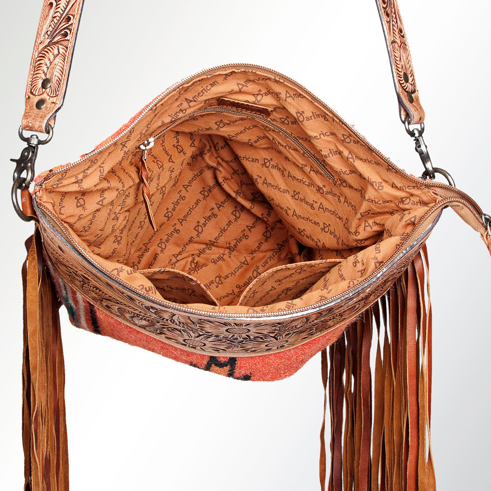 American Darling Hand-Tooled Saddle Blanket Leather Crossbody Bag