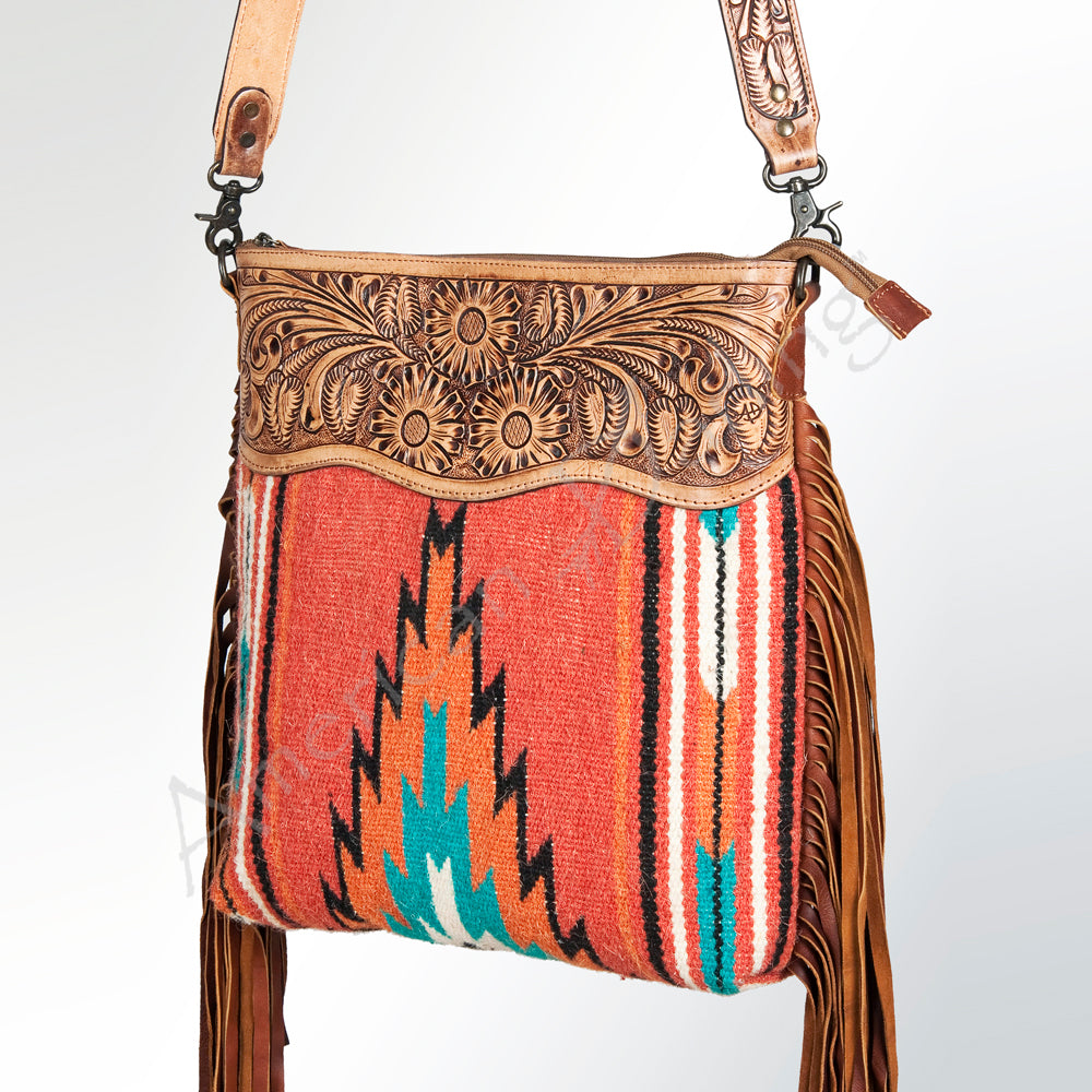 American Darling Hand-Tooled Saddle Blanket Leather Crossbody Bag