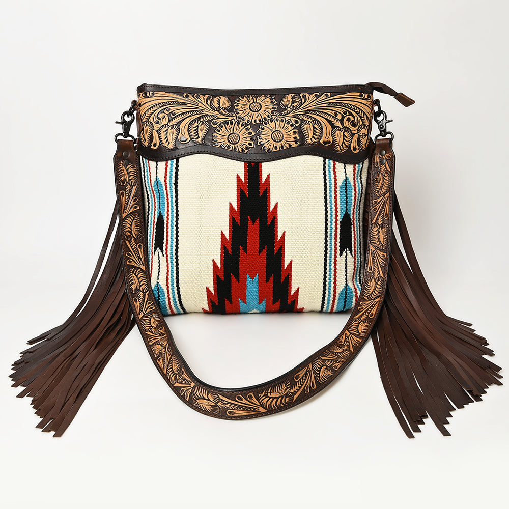 American Darling Hand-Tooled Saddle Blanket Leather Crossbody Bag