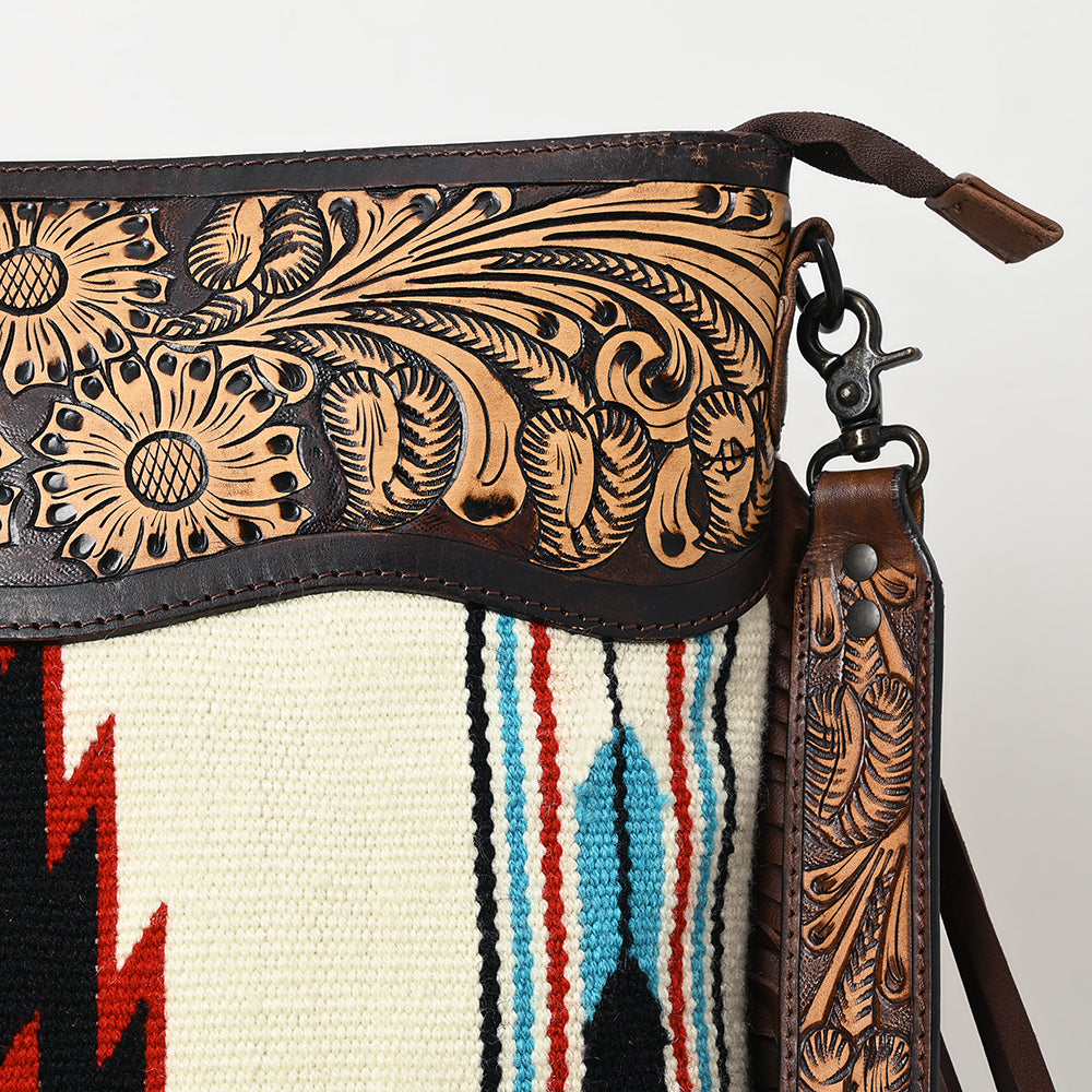 American Darling Hand-Tooled Saddle Blanket Leather Crossbody Bag