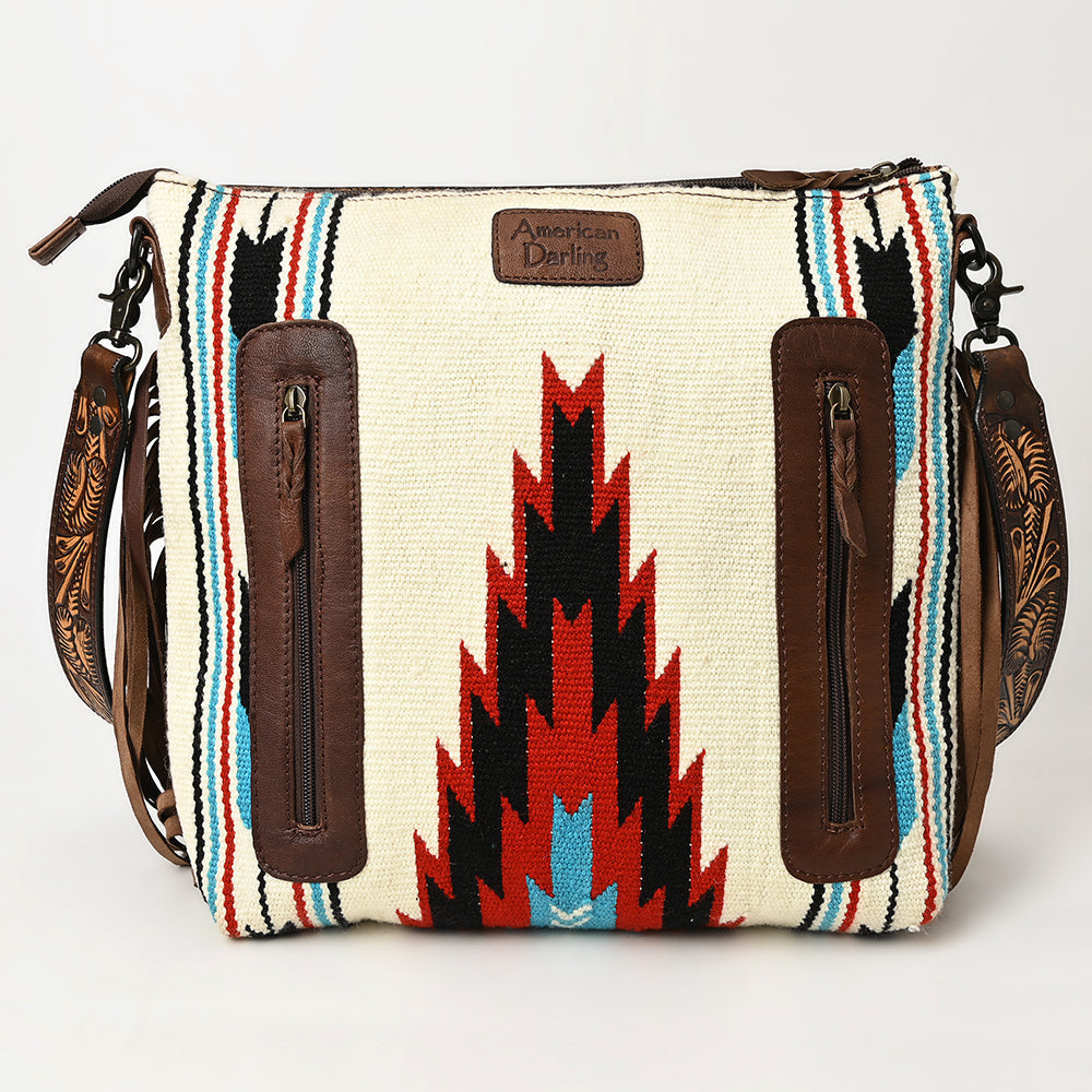 American Darling Hand-Tooled Saddle Blanket Leather Crossbody Bag