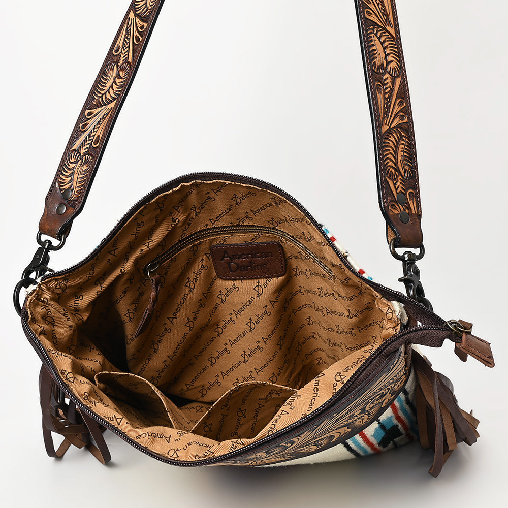 American Darling Hand-Tooled Saddle Blanket Leather Crossbody Bag