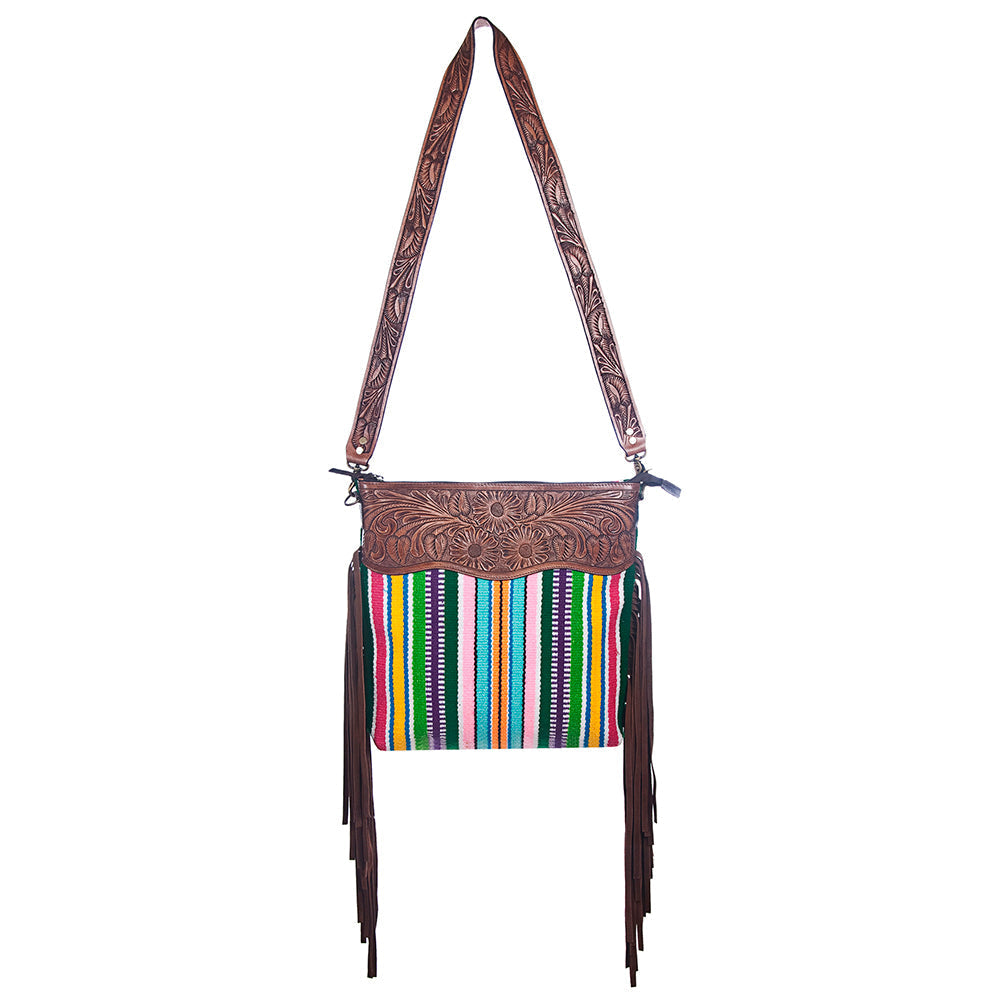 American Darling Hand-Tooled Saddle Blanket Leather Crossbody Bag