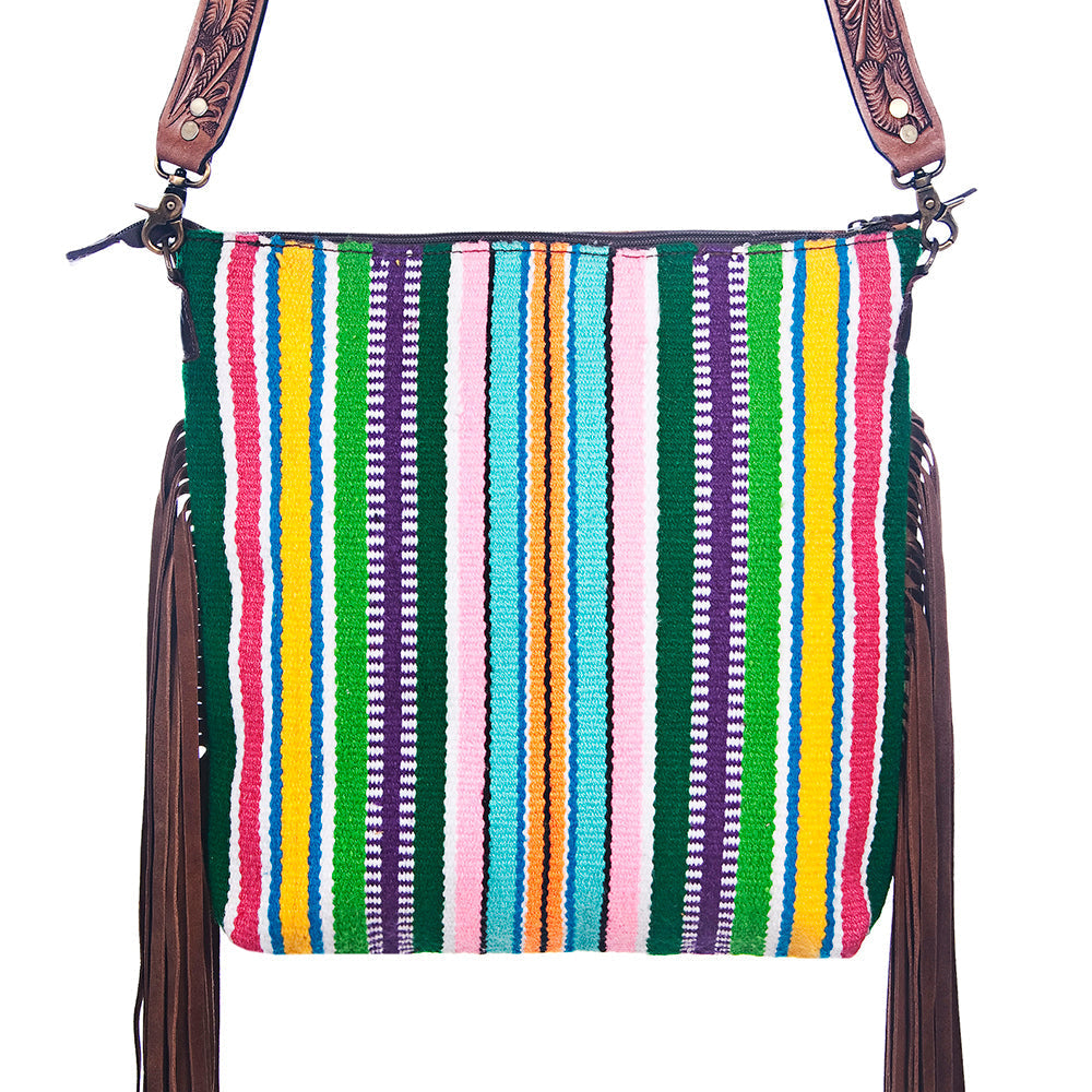 American Darling Hand-Tooled Saddle Blanket Leather Crossbody Bag