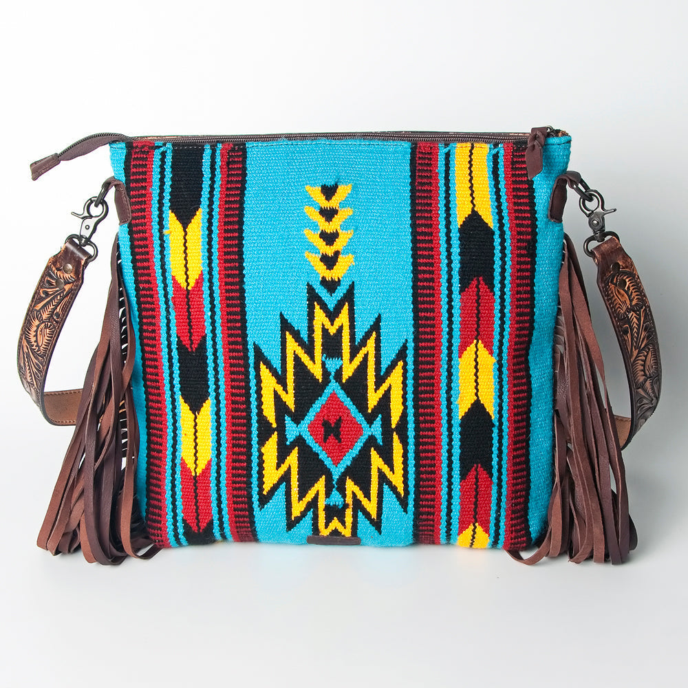 American Darling Hand-Tooled Saddle Blanket Leather Crossbody Bag