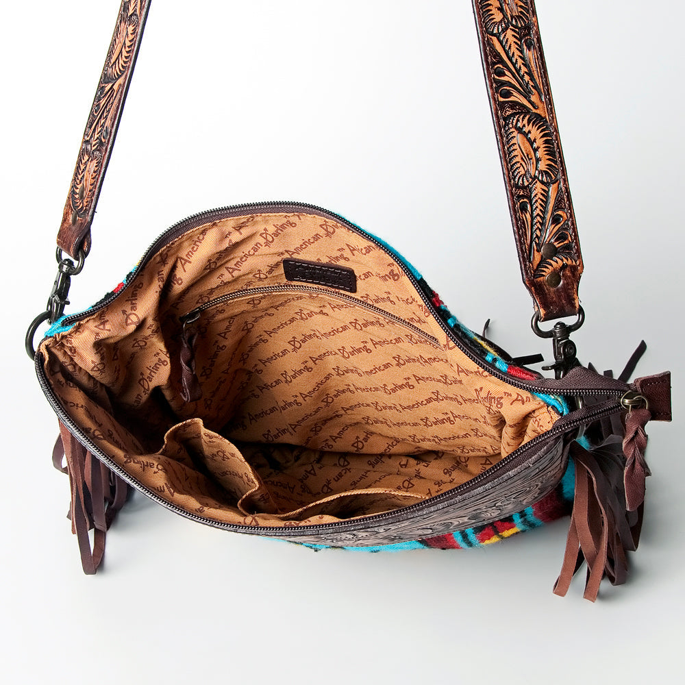 American Darling Hand-Tooled Saddle Blanket Leather Crossbody Bag