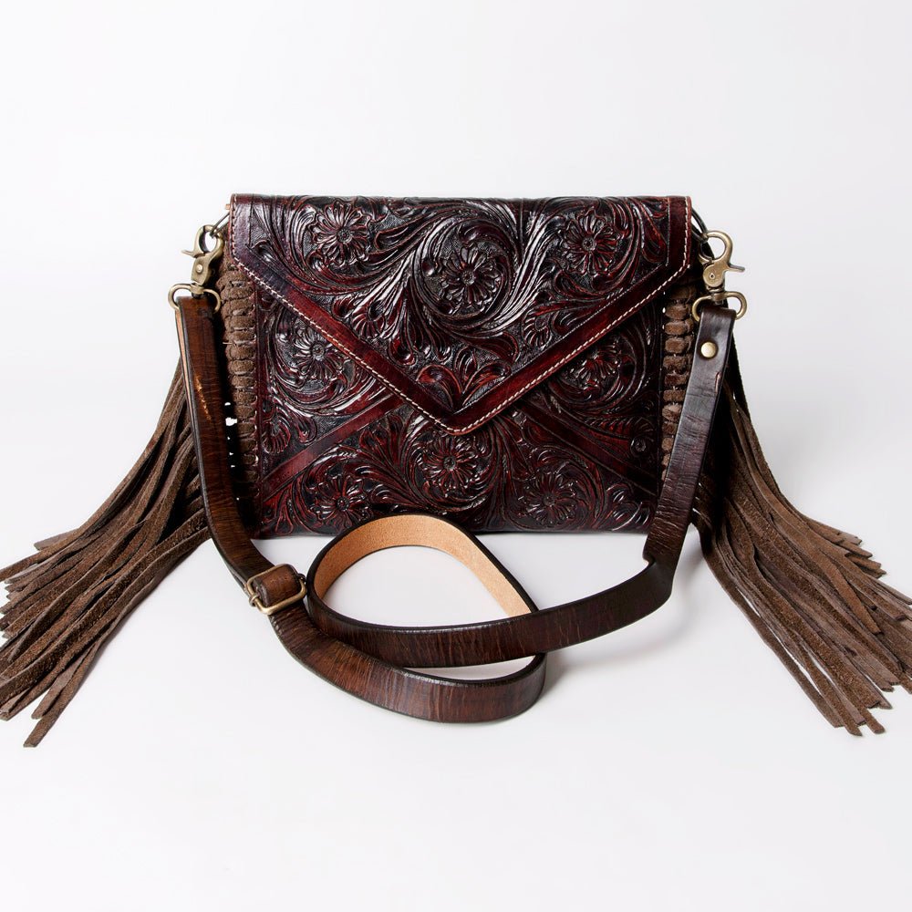 American Darling Hand-Tooled Genuine Leather Envelope Bag