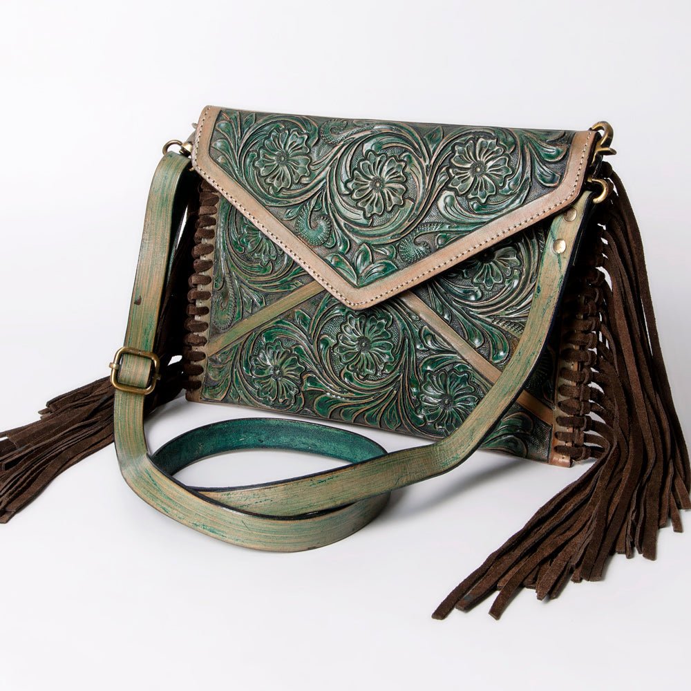 American Darling Hand-Tooled Genuine Leather Envelope Bag