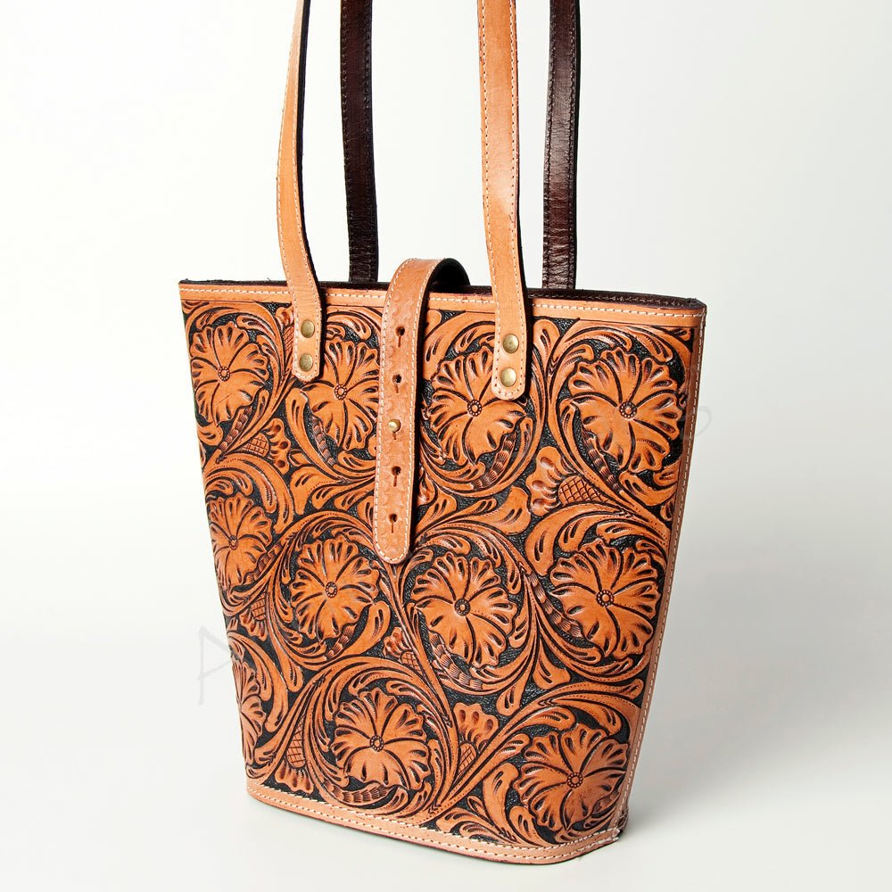 American Darling ADBG477TAN Hand-Tooled Leather Tote