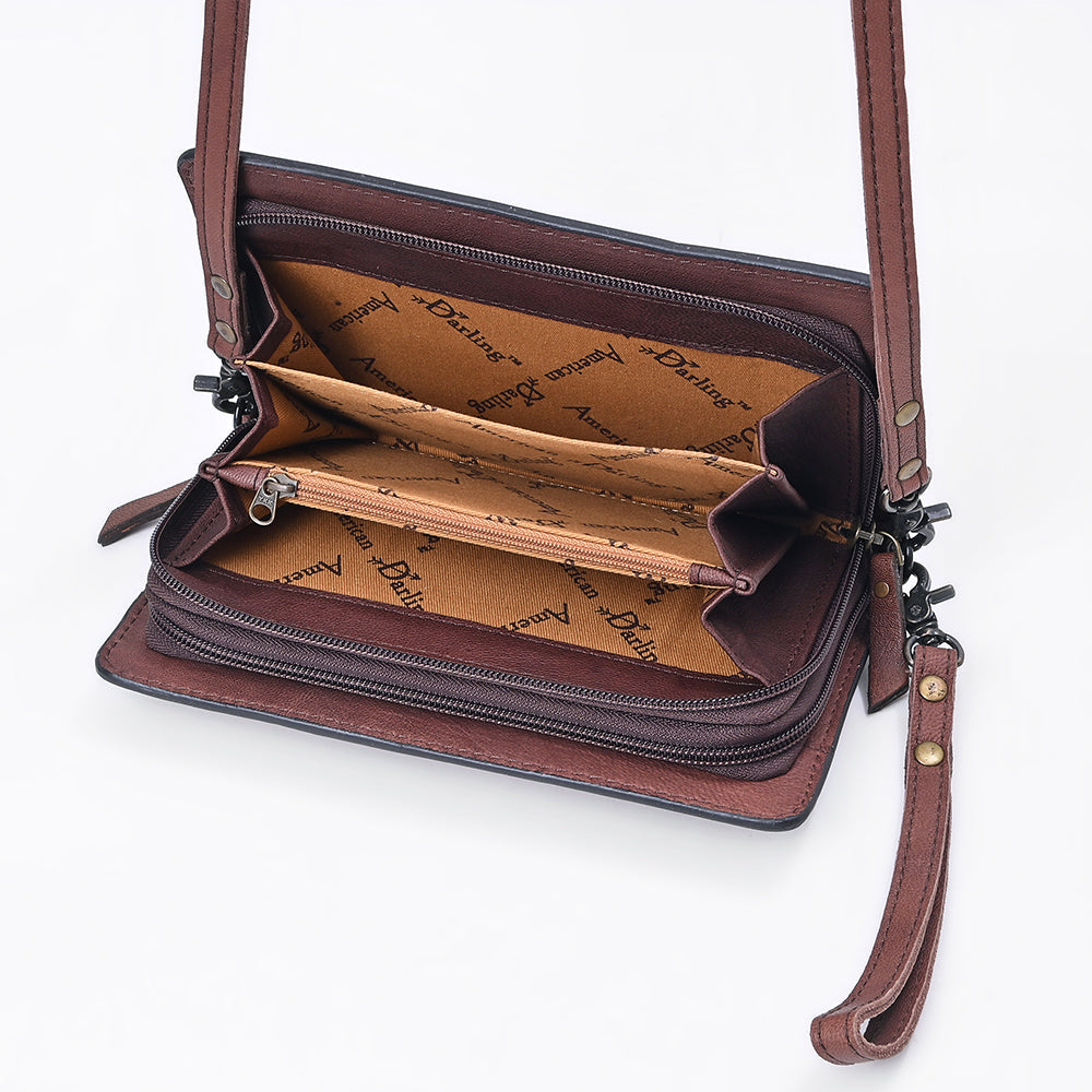 American Darling Organizer Saddle Blanket Genuine Leather Western Women Bag Handbag Purse | for Cute Travel
