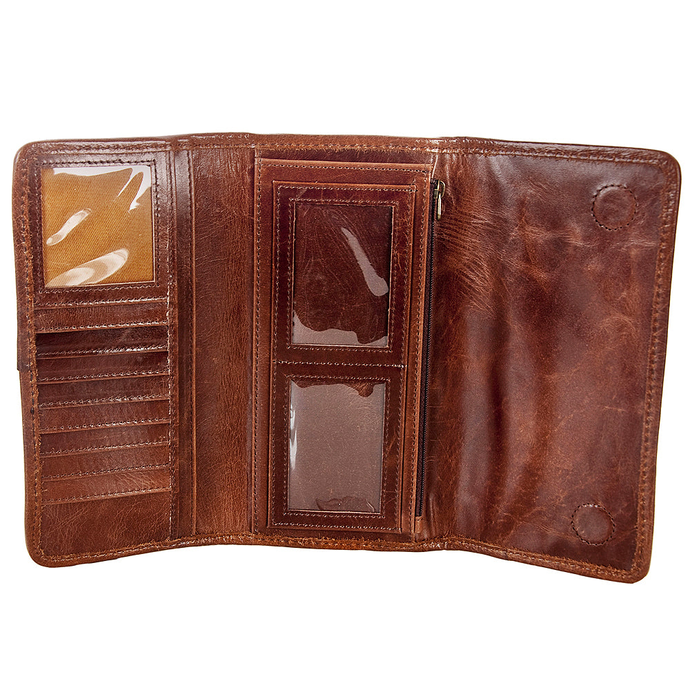 American Darling Western Wallet Bag Hair-On Cowhide Genuine Vegetable Tanned Leather Travel Clutch with YKK Zipper