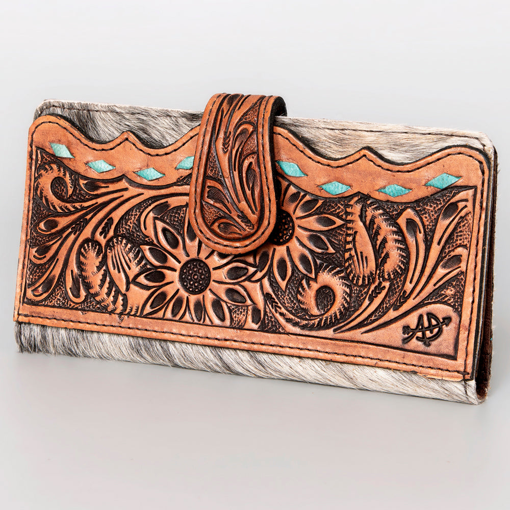 American Darling Hand-Tooled Hair-On Genuine Leather Wallet