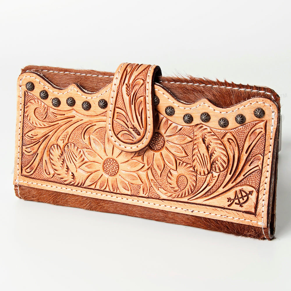 American Darling Hand-Tooled Hair-On Genuine Leather Wallet