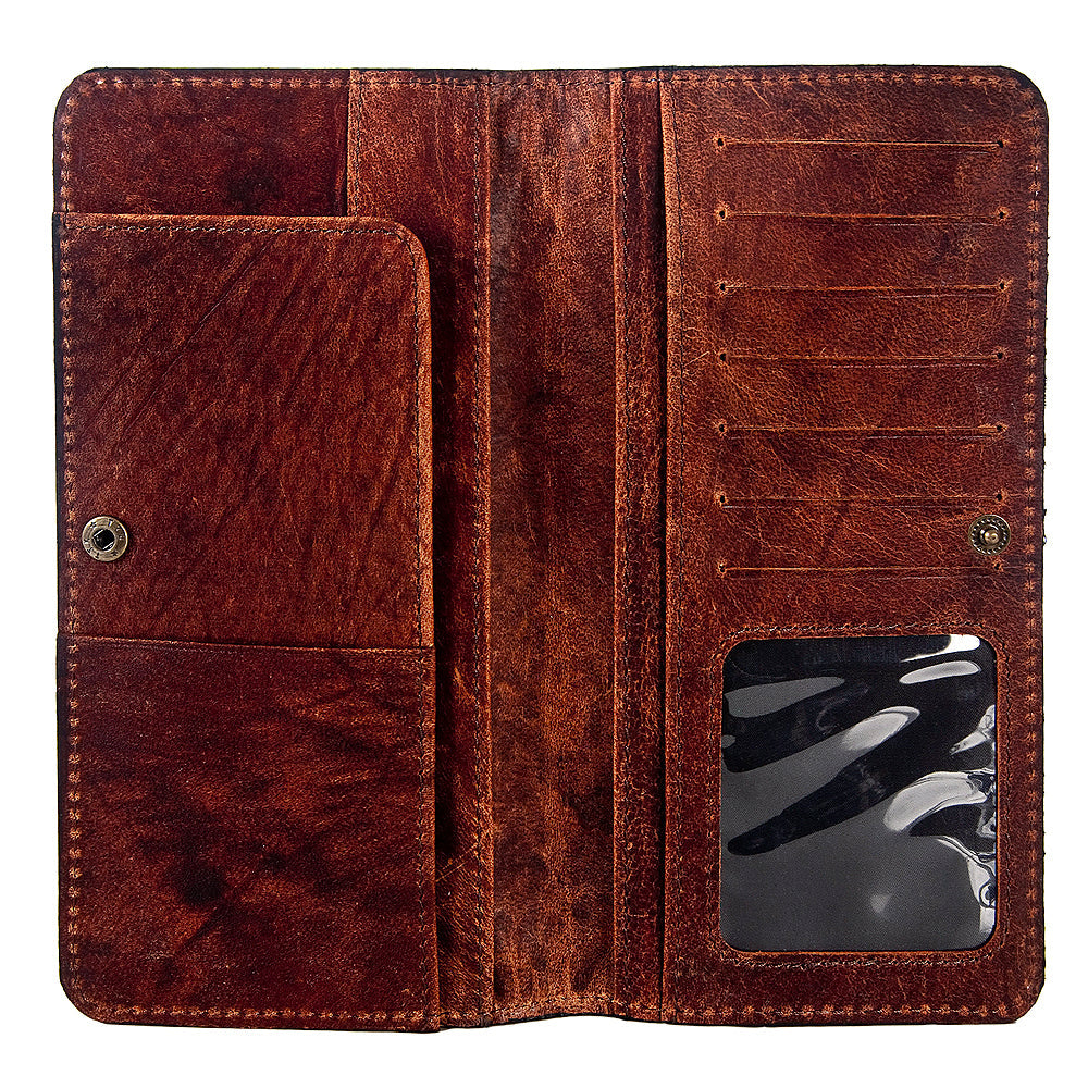American Darling Western Clutch Bag Hand Tooled Floral Carved Genuine Vegetable Tanned Leather Purse with YKK Zipper