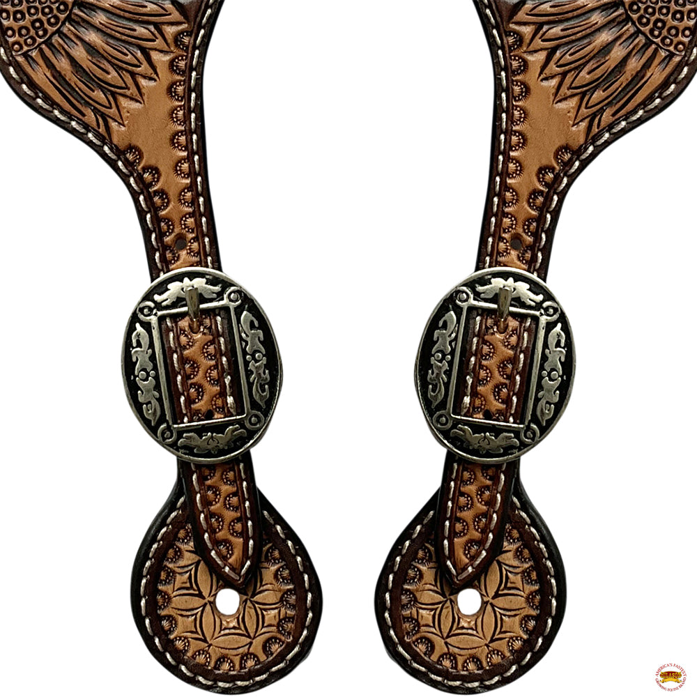 HILASON Hand-Tooled Leather Spur Straps for Men & Women – Western Design, Adjustable Fit
