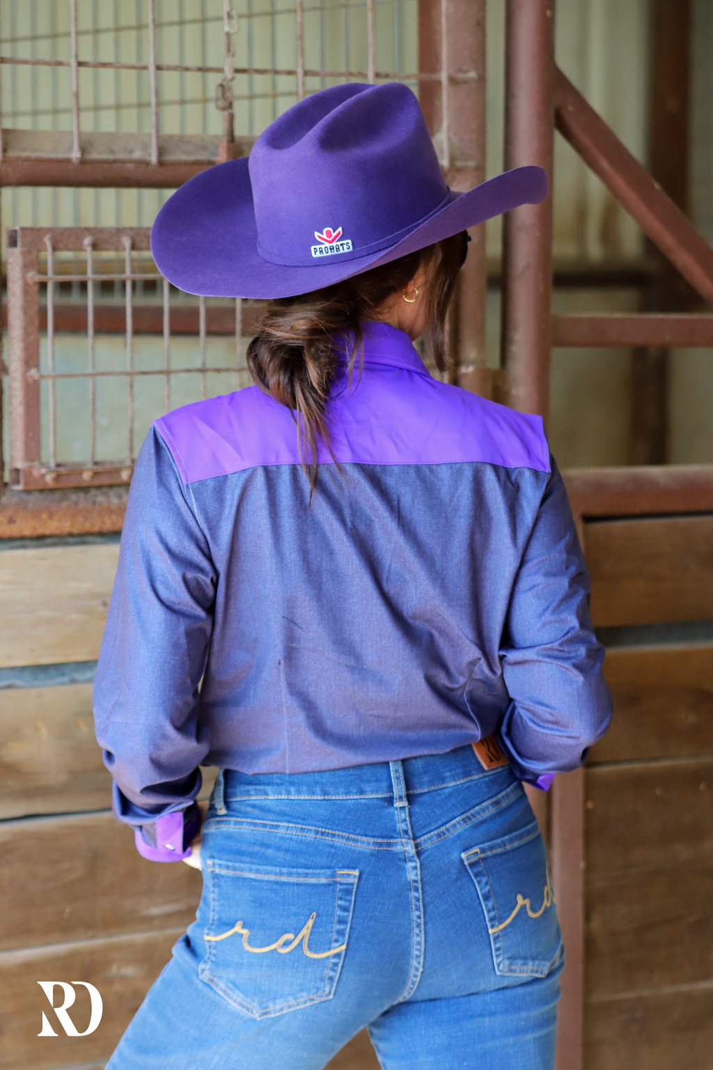 Denim & Purple Performance Rodeo Shirt — view 2