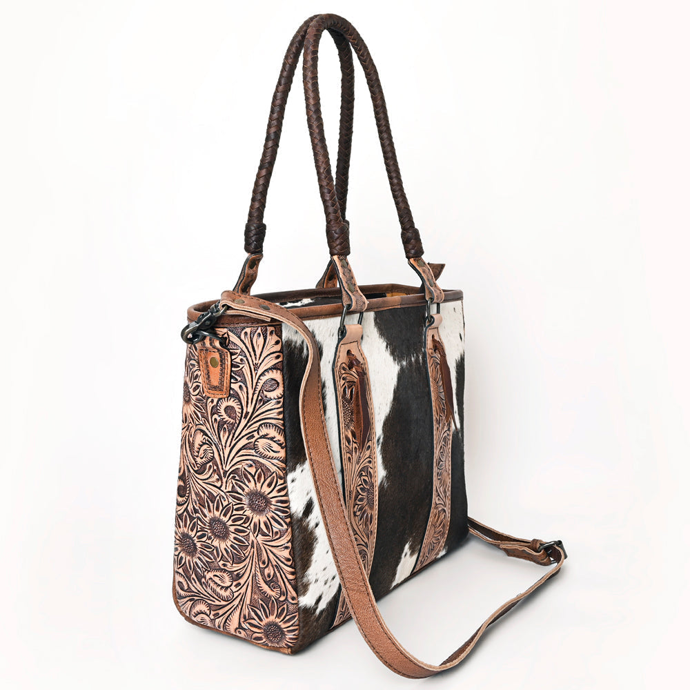 American Darling Hand-Tooled Hair-On Genuine Leather Tote