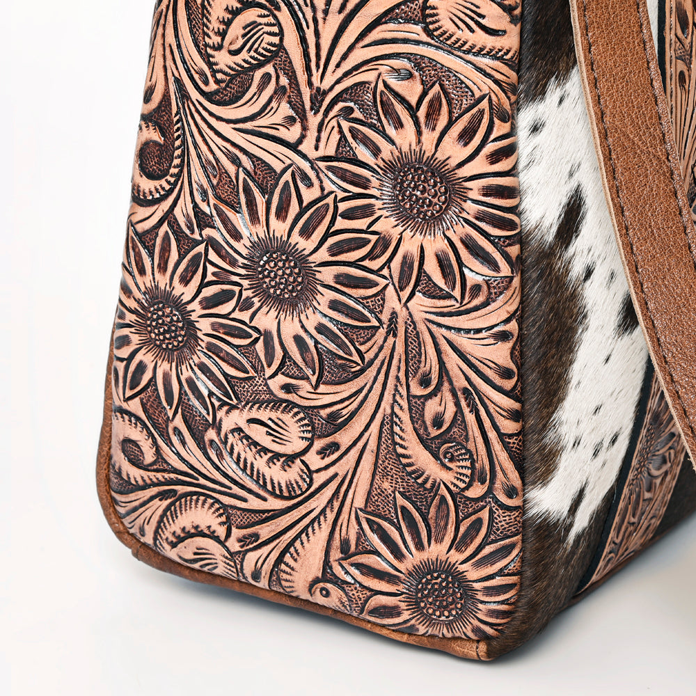 American Darling Hand-Tooled Hair-On Genuine Leather Tote