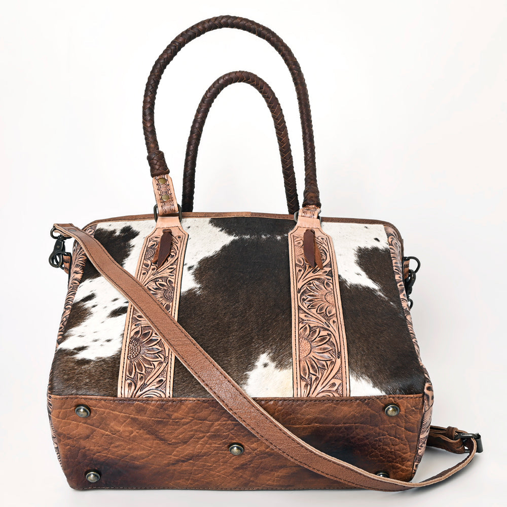 American Darling Hand-Tooled Hair-On Genuine Leather Tote