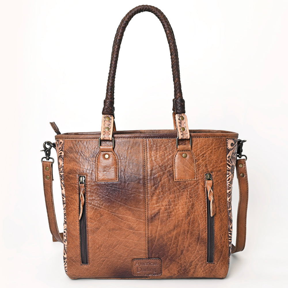 American Darling Hand-Tooled Hair-On Genuine Leather Tote