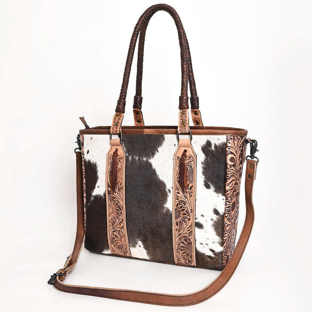 American Darling Hand-Tooled Hair-On Genuine Leather Tote
