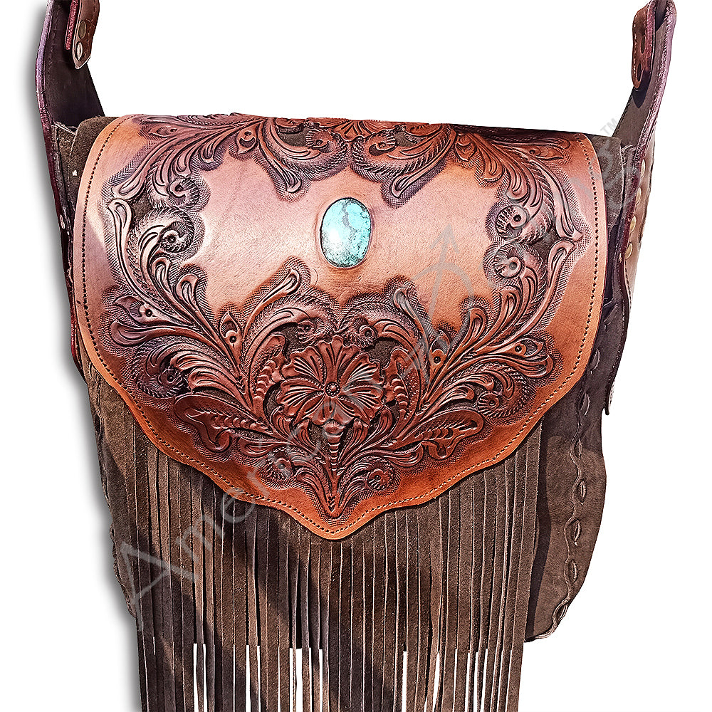 American Darling Tote Hand Tooled Genuine Leather