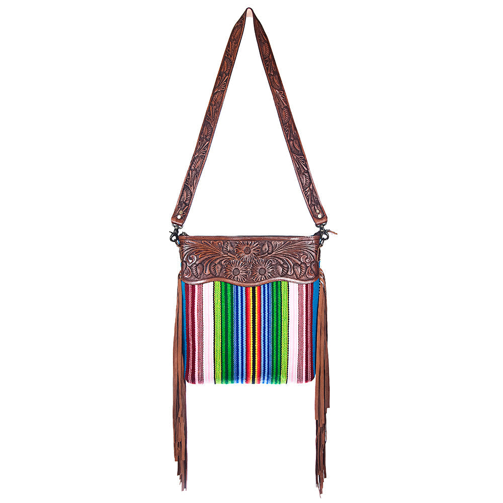 American Darling Hand-Tooled Saddle Blanket Leather Crossbody Bag