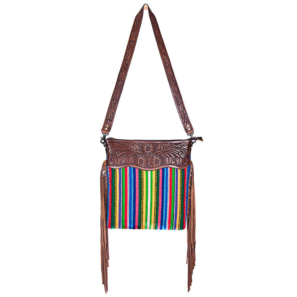 American Darling Hand-Tooled Saddle Blanket Leather Crossbody Bag