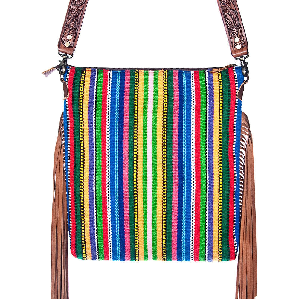 American Darling Hand-Tooled Saddle Blanket Leather Crossbody Bag