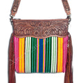 American Darling Hand-Tooled Saddle Blanket Leather Crossbody Bag