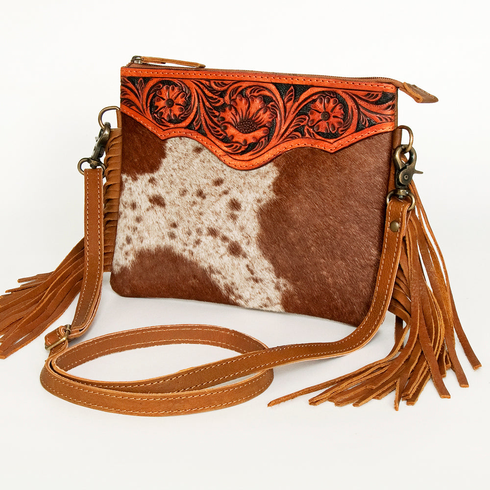 American Darling Small Crossbody Hand Tooled Hair-On Genuine Leather